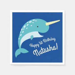 Narwhals Ocean Cute 1st Birthday Party Theme Napkin