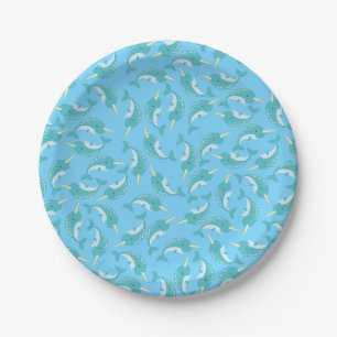 Narwhals Ocean Cute 1st Birthday Party Theme Paper Plate
