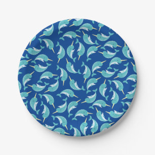 Narwhals Ocean Cute 1st Birthday Party Theme Paper Plate