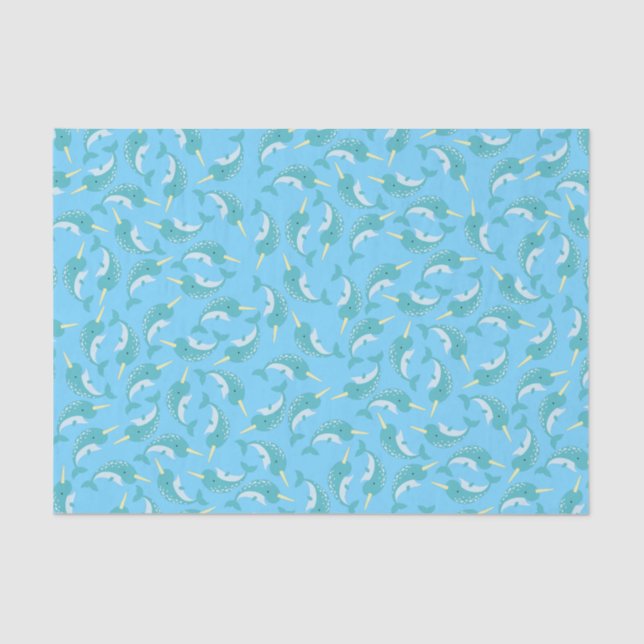 Narwhals Ocean Cute 1st Birthday Party Theme Tissue Paper (Front)