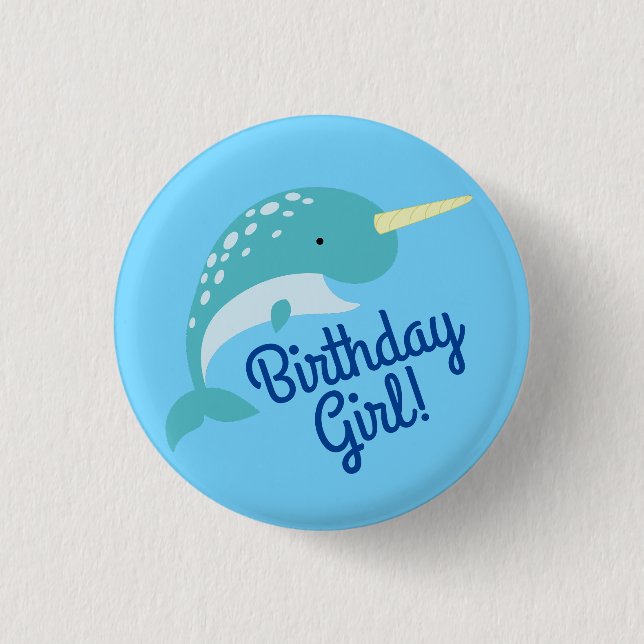Narwhals Ocean Kid's Birthday Party 3 Cm Round Badge (Front)