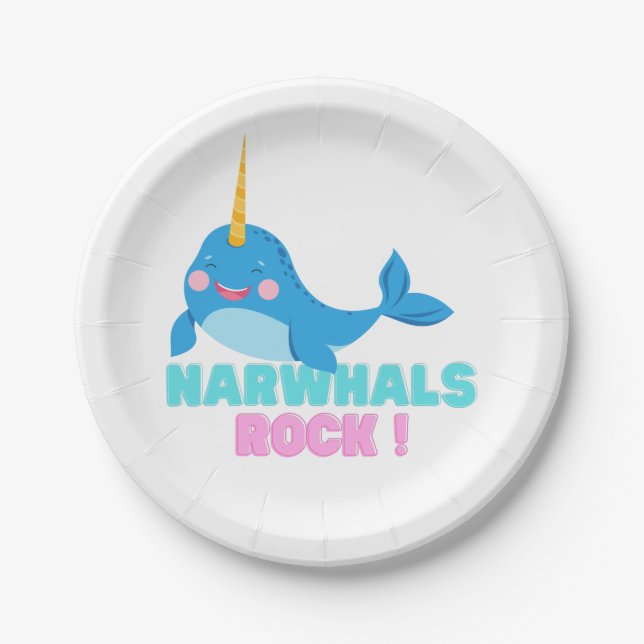 Narwhals Rock! Paper Plate (Front)