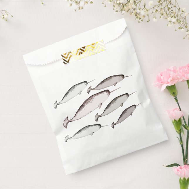 Narwhals Swim - Narwhal Pattern Whale Lover Gift   Favour Bag (Sealed)