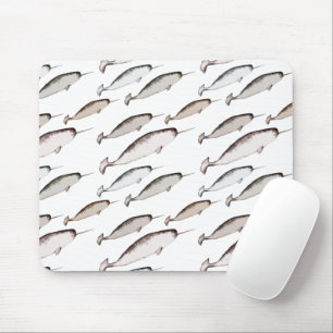 Narwhals Swim - Narwhal Pattern Whale Lover Gift Mouse Pad