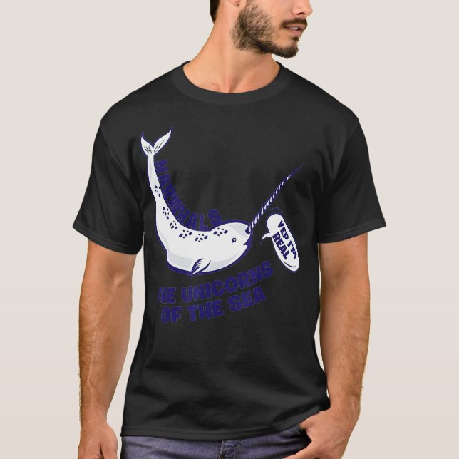 Narwhals The Unicorns Of The Sea   Funny Fish Tee  (Front)