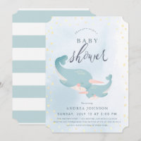 Narwhals Watercolor Blue Boy Baby Shower