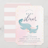 Narwhals Watercolor Pink Girl Baby Shower