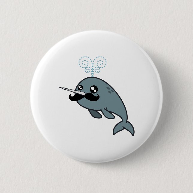 Narwhalstache 6 Cm Round Badge (Front)