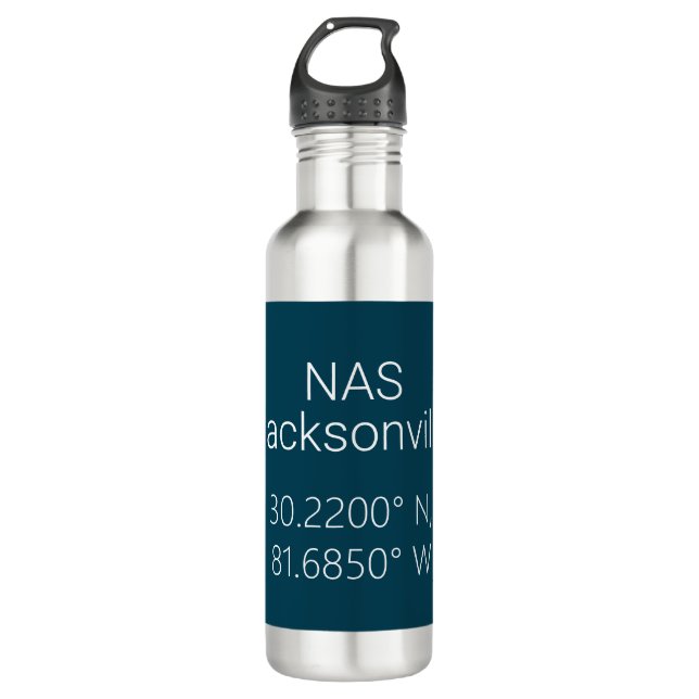 NAS Jacksonville Latitude Longitude  710 Ml Water Bottle (Front)