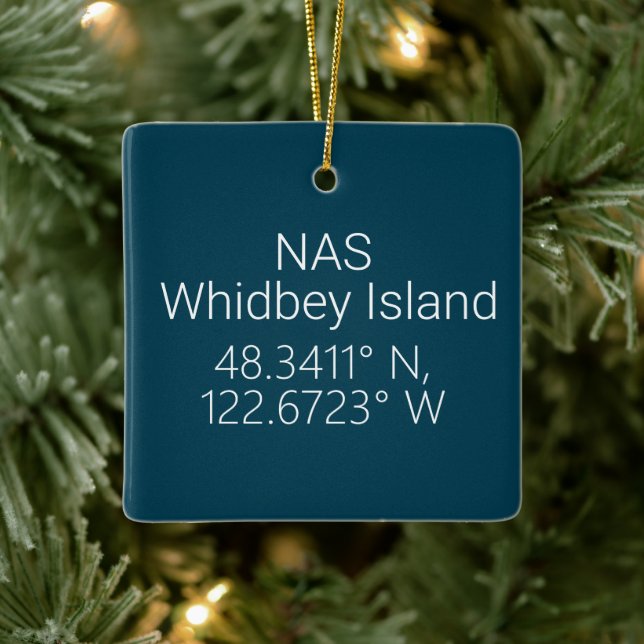 NAS Whidbey Island Latitude Longitude  Ceramic Ornament (Tree)