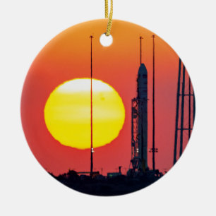 NASA Antares Rocket Sunrise Launch Ceramic Ornament