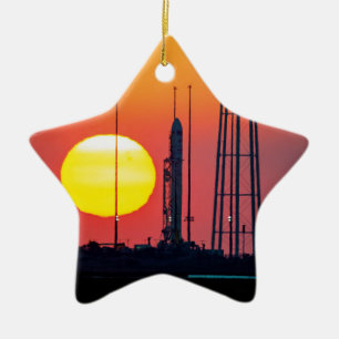 NASA Antares Rocket Sunrise Launch Ceramic Tree Decoration