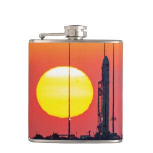 NASA Antares Rocket Sunrise Launch Hip Flask