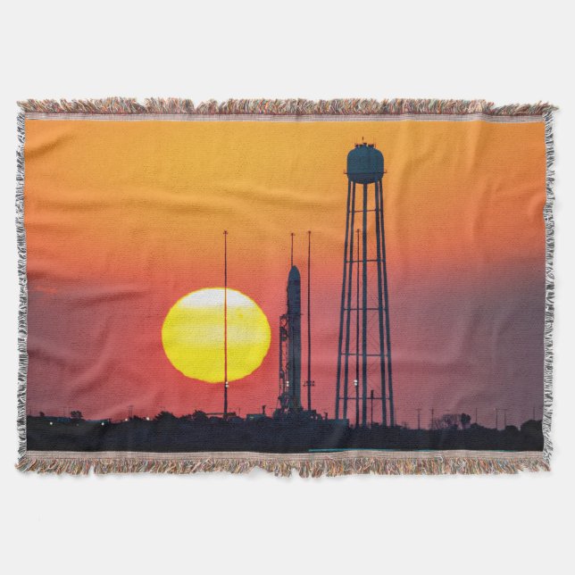 NASA Antares Rocket Sunrise Launch Throw Blanket (Front)