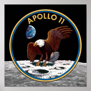 NASA Apollo 11 Moon Landing Lunar Patch Insignia Poster