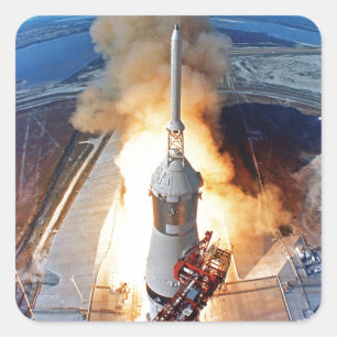 NASA Apollo 11 Moon Landing Rocket Launch Square Sticker