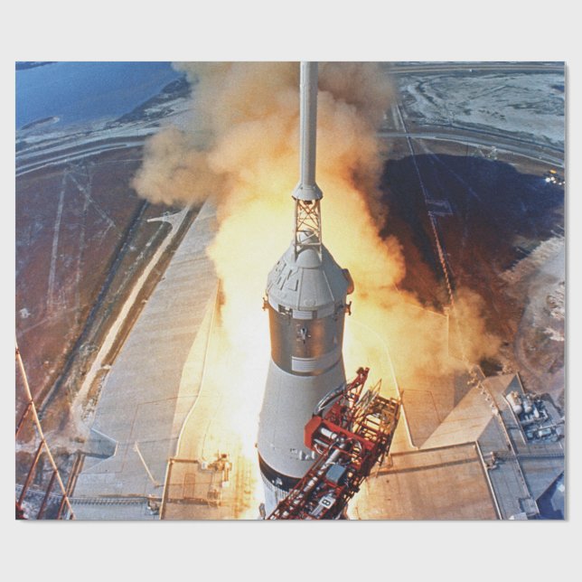 NASA Apollo 11 Moon Landing Rocket Launch Wrapping Paper (Flat)