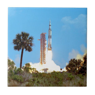 NASA Apollo 16 Saturn V Rocket Launch Ceramic Tile