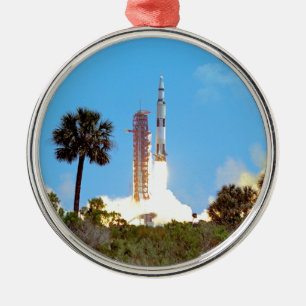 NASA Apollo 16 Saturn V Rocket Launch Metal Ornament