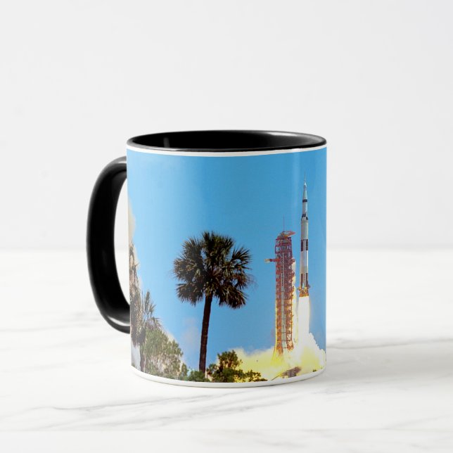 NASA Apollo 16 Saturn V Rocket Launch Mug (Front Left)
