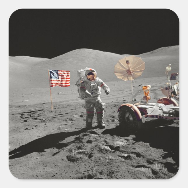 NASA Apollo 17 lunar landing mission, 1972 Square Sticker (Front)