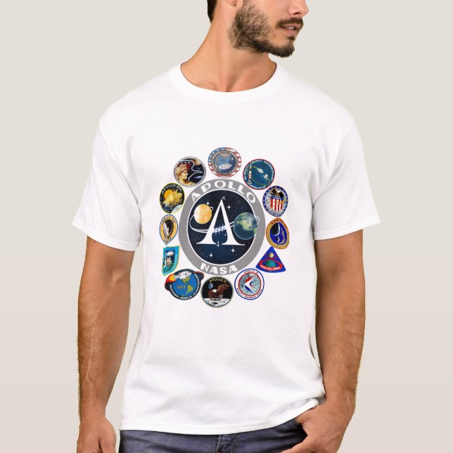 NASA Apollo Program Missions Patch Badge T-Shirt (Front)
