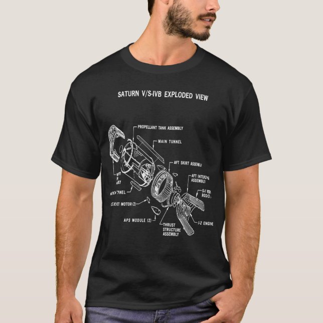 NASA Apollo Saturn V Explode View Schematic T-Shirt (Front)