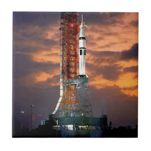 NASA Apollo Soyuz Launch Vehicle Sunrise Launchpad Ceramic Tile