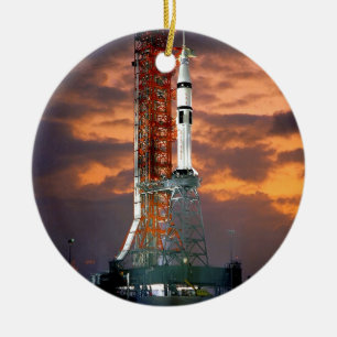 NASA Apollo Soyuz Launch Vehicle Sunrise Launchpad Ceramic Tree Decoration