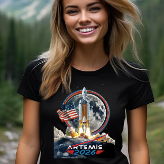 NASA Artemis II Moon Mission Rocket Galaxy Cosmic T-Shirt