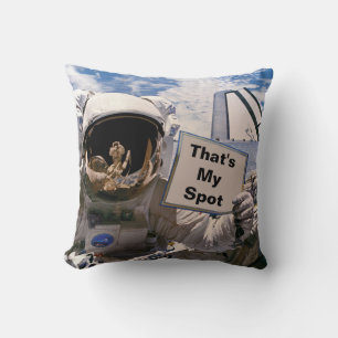 NASA Astronaut Holding Sign - Add Custom Text Cushion