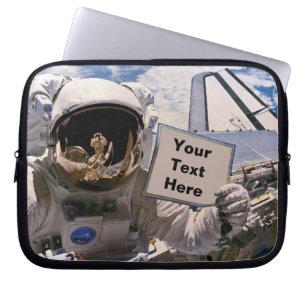NASA Astronaut Holding Sign - Add Custom Text Laptop Sleeve