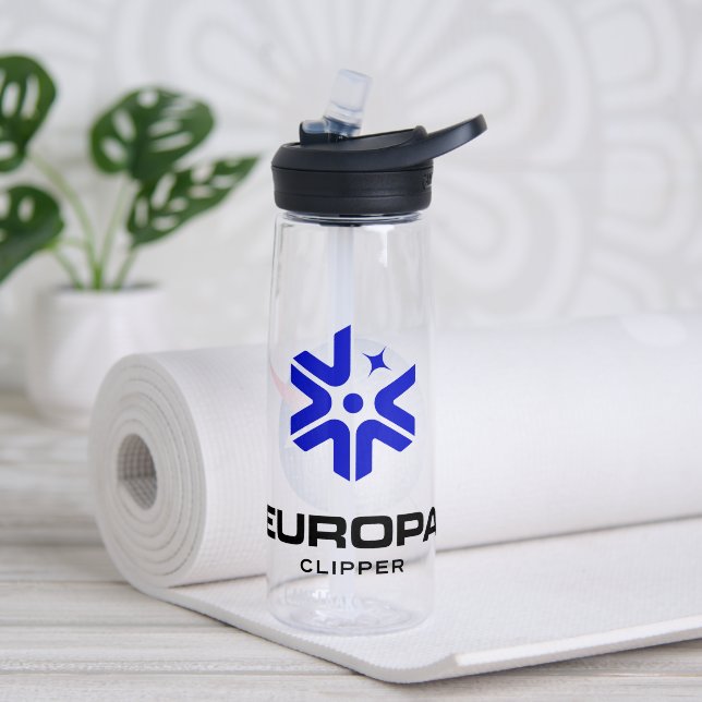NASA Europa Clipper Logo Clear 25 oz Water Bottle (Yoga (Rotated))