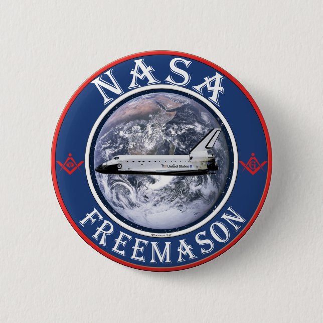NASA  Freemason 6 Cm Round Badge (Front)