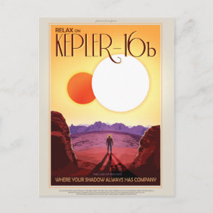 NASA Future Travel Poster - Relax on Kepler 16b Postcard