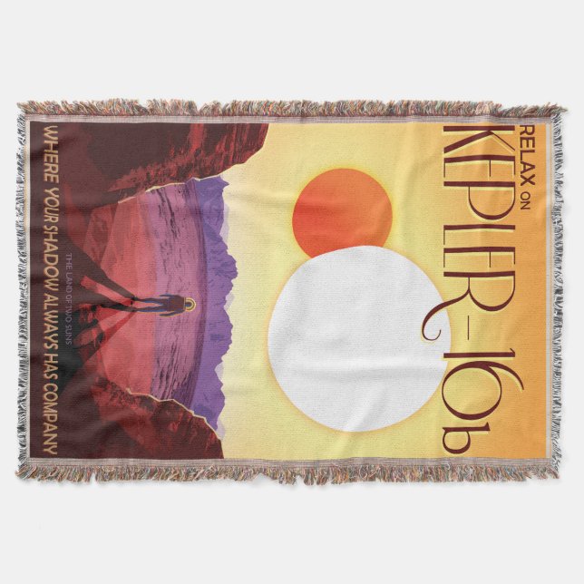 NASA Future Travel Poster - Relax on Kepler 16b Throw Blanket (Front)