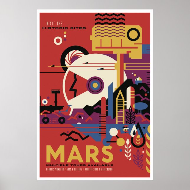 NASA Future Travel Poster Visit Mars Space (Front)