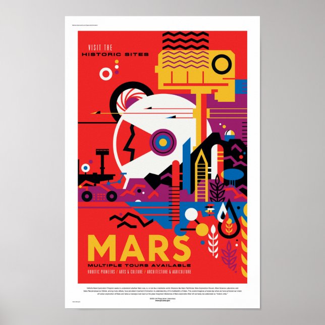 NASA Future Travel Poster - Visit Planet Mars (Front)