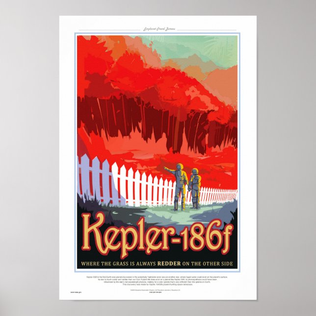 NASA Future Travel Sci Fi Poster - Kepler 186f (Front)