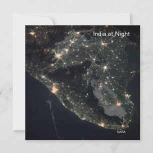 NASA ISS Photo of India at Night Card