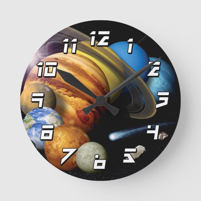 NASA JPL Solar System Planets Montage Space Photos Round Clock (Front)