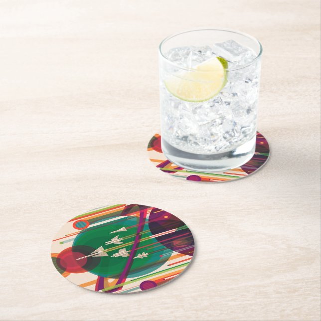 NASA/JPL's Retro Space Poster Round Paper Coaster (Insitu)
