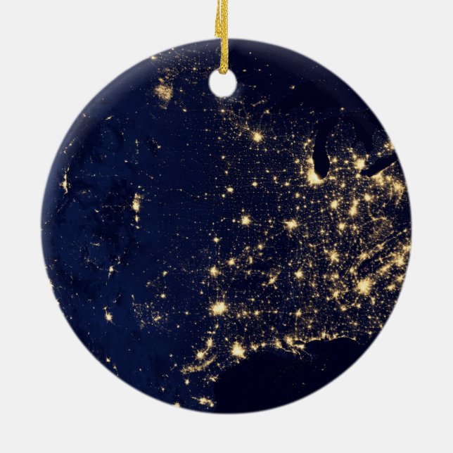 Nasa Lights from Space USA Ceramic Ornament (Back)
