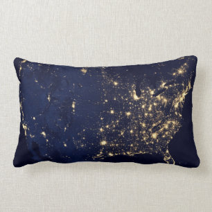 Nasa Lights from Space USA Lumbar Cushion