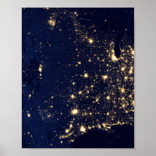 Nasa Lights from Space USA Poster