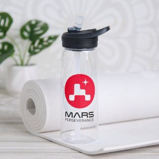 NASA Mars Perseverance Rover Logo Clear 25 oz Water Bottle