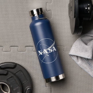 NASA One-Colour Logo Night Sky Blue Insulated Water Bottle
