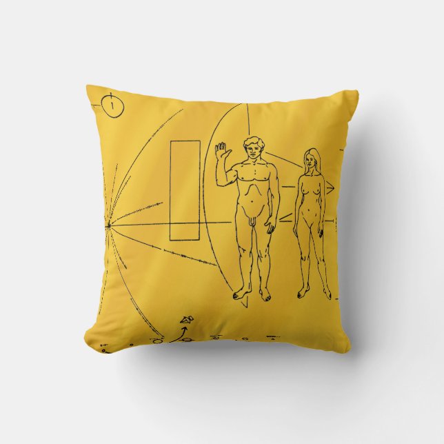 NASA Pioneer 10 Space Probe Gold Plaque Cushion (Front)