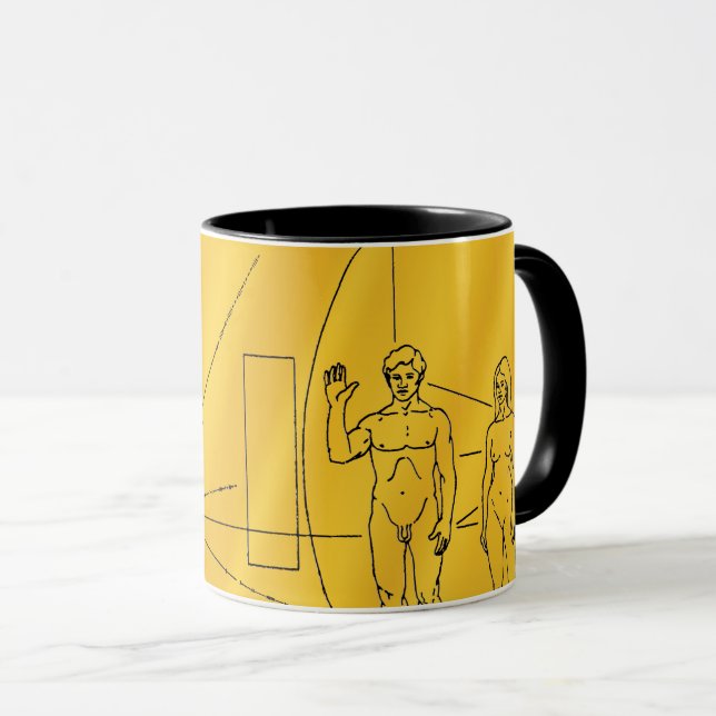 NASA Pioneer 10 Space Probe Gold Plaque Mug (Front Right)
