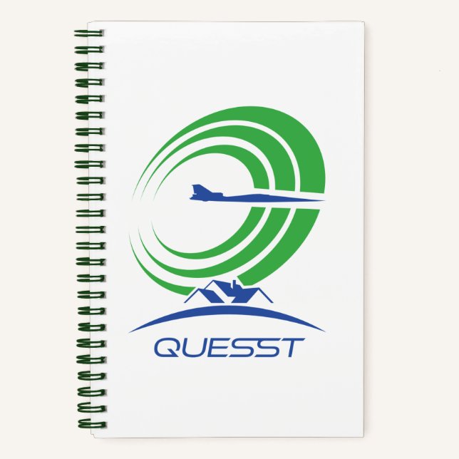 NASA Quesst Logo Supersonic Green Spiral Notebook (Front)